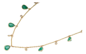 Late 20th Century 1.86ct Genuine Emerald Realism Charm Necklace With Diamonds