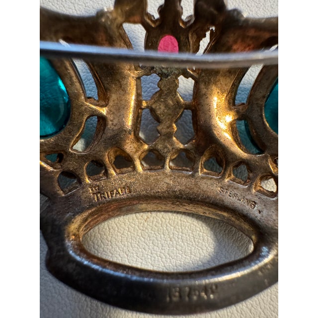 Trifari 1940s Alfred Philippe for Trifari, Sterling Silver Crown-Form Brooch For Sale - Image 4 of 5