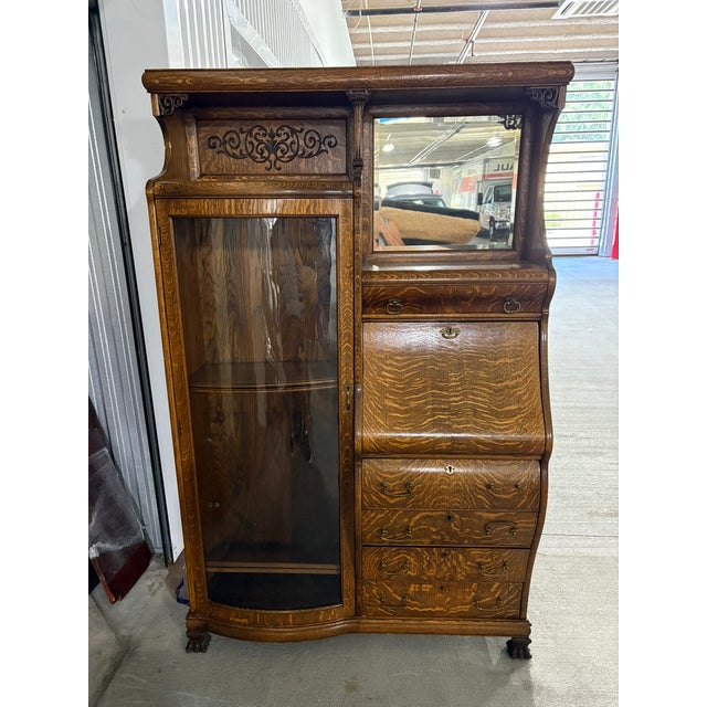 Arts & Crafts Oak Secretary Bookcase, Early 20th Century For Sale - Image 3 of 10