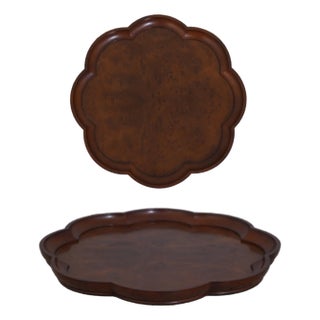 Global Views Colonial Williamsburg Round Burl Wood Tray For Sale