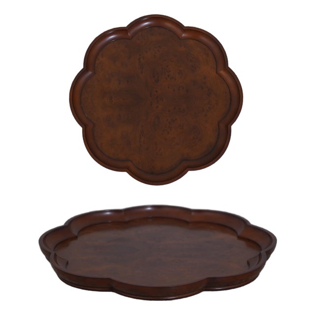 Global Views Colonial Williamsburg Round Burl Wood Tray For Sale