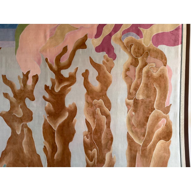 1980s Hand-Dyed Tapestry Painting by French Artist, Marie Luare-Ilie, 1980s For Sale - Image 5 of 14