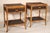 Pair of aesthetic movement style rattan, metal and canvas side tables, late 20th century. With an inset canvas top with...