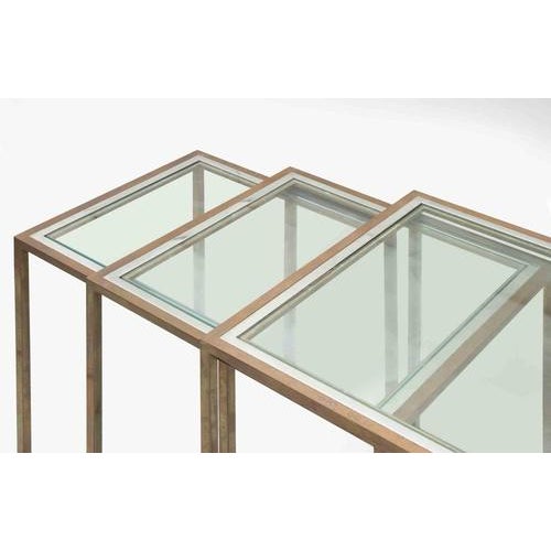 1970s Metal and Glass Nesting Tables, 1970s, Set of 3 For Sale - Image 5 of 8