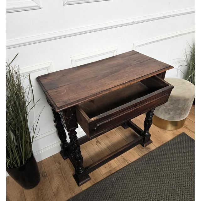 Antique Italian Carved Wood Wall Console Side Table, 1890s For Sale - Image 8 of 9