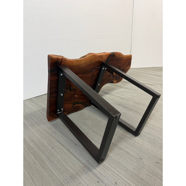Walnut Live Edge Wood Slab Side Table For Sale - Image 12 of 12