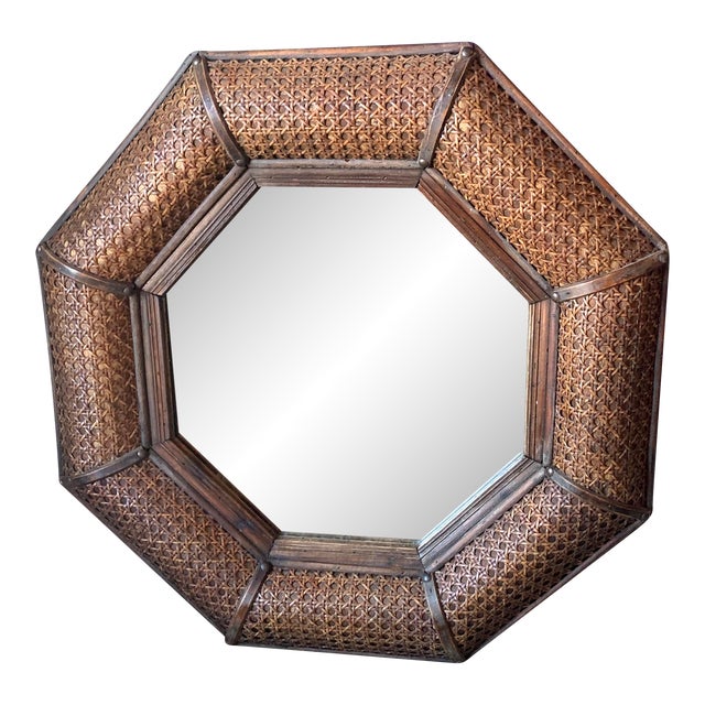 Coastal Rattan and Cane Wall Mirror Chairish