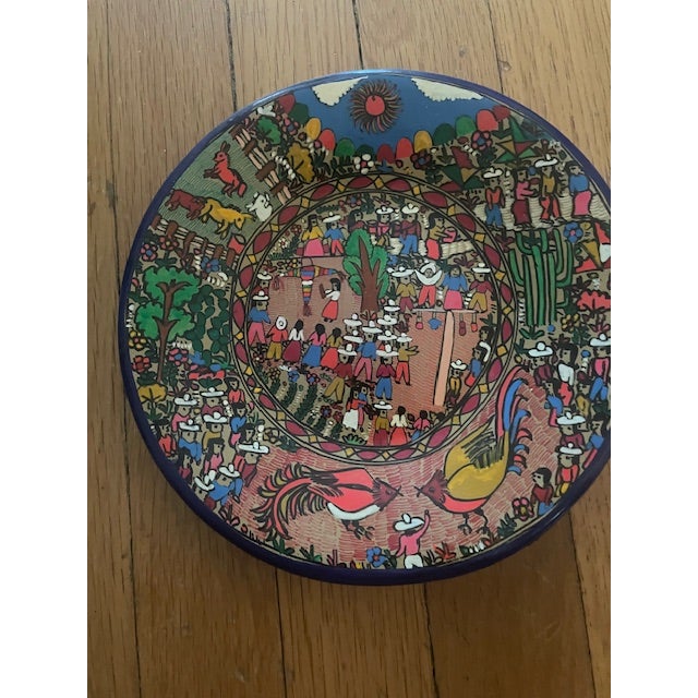 1990s Talavera Terra Cotta Mexican Folk Art Plates- Set of 10 For Sale - Image 10 of 12