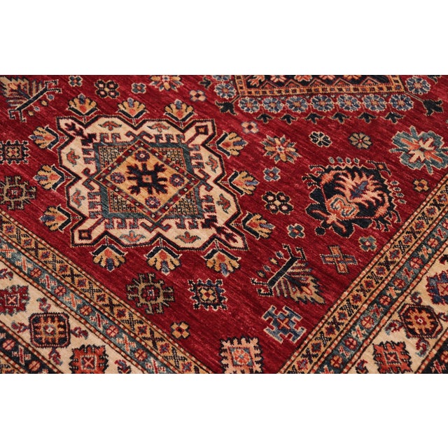 Rustic Super Kazak Red/Beige Wool Rug - 4'9'' X 6'8'' For Sale In New York - Image 6 of 8
