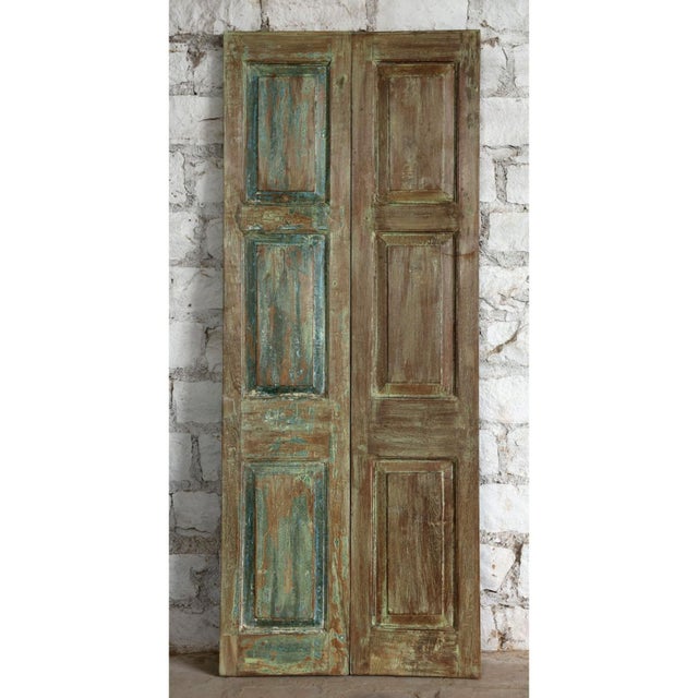 Mid-Century Modern Vintage Carved Double Doors Floral Carved Hinged or Barn Doors 80x32 For Sale - Image 3 of 5