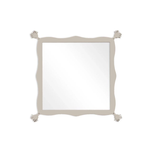 Contemporary Fleur Home Carnival Iko Iko Square Mirror in Elephant's Breath, 63x63 For Sale - Image 3 of 3