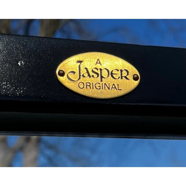 1970s Jasper Cabinet Co. Chinoiserie Black Lacquer Hand Painted Drop Down Mirror Back Bar and Desk For Sale - Image 12 of 12