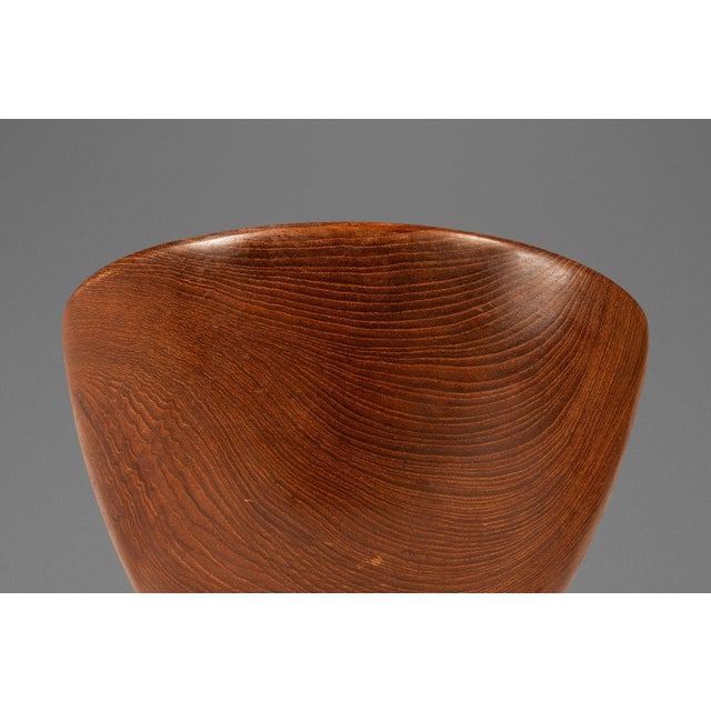 Set of Four ( 4 ) Mid-Century Organic Modern Wood-Turned Salad / Serving Bowls in Solid Burmese Teak, C. 1970's For Sale - Image 10 of 17