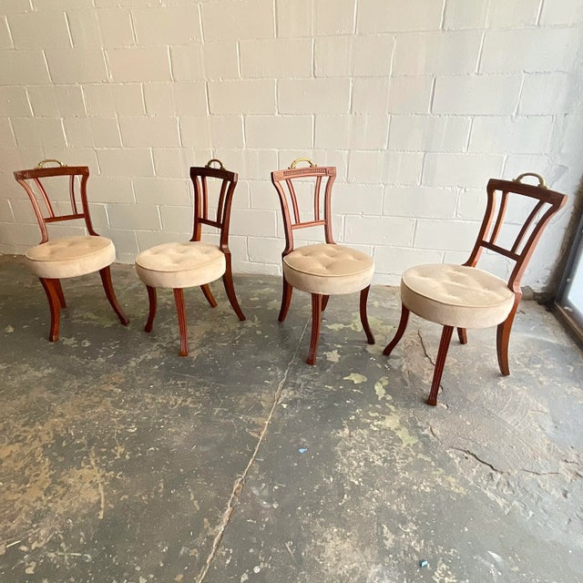 Antique Set of Four Carved Mahogany Grosfeld House Dining Chairs, 1940s For Sale - Image 11 of 12