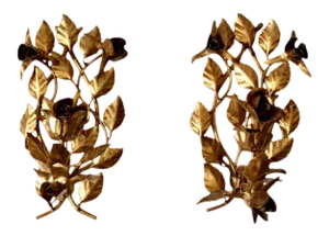 Vintage Gilded Candle Holder Sconces