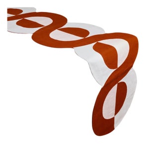 Misette Bauhaus Linen Embroidered Runner in Red For Sale