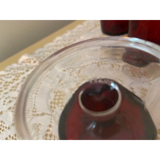 Mid-Century Modern Vintage French Luminarc Cavalier Ruby Red Footed Juice Glasses - Set of 6 For Sale - Image 3 of 7