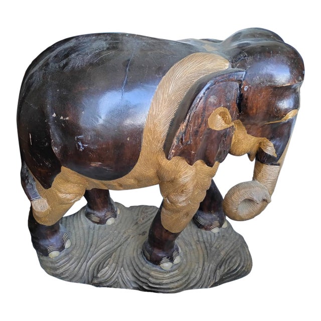 1940s Tribal Solid Wood Elephant For Sale