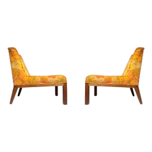 Vintage Velvet Slipper Chairs - A Pair