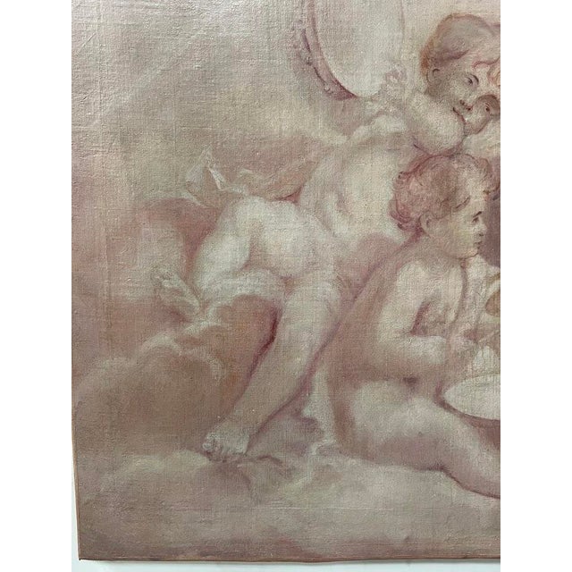 Putti, 19th Century, Oil Paintings on Canvas, Set of 2 For Sale - Image 17 of 18