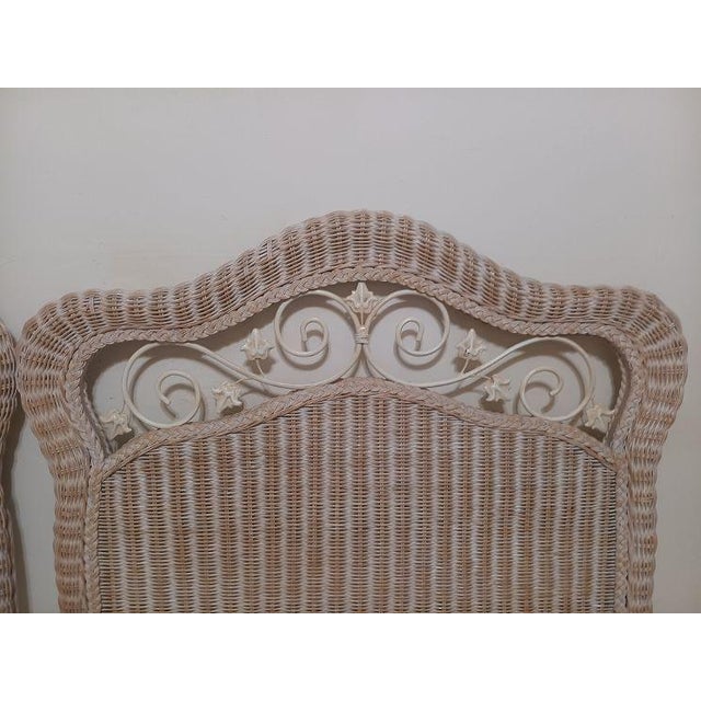 Wood 1980s Twin Size Headboard Wicker Metal Flowers Rattan Cottage Beach Coastal Boho Set 2 For Sale - Image 7 of 7