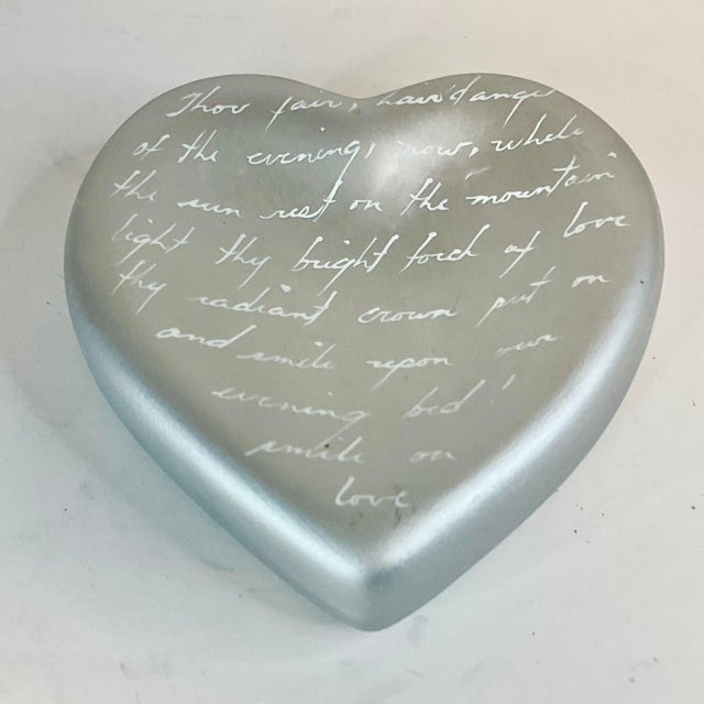 American Vintage Boho Chic Ceramic Valentine Heart With ‘To the Evening Star’ Poem, by William Blake For Sale - Image 3 of 8