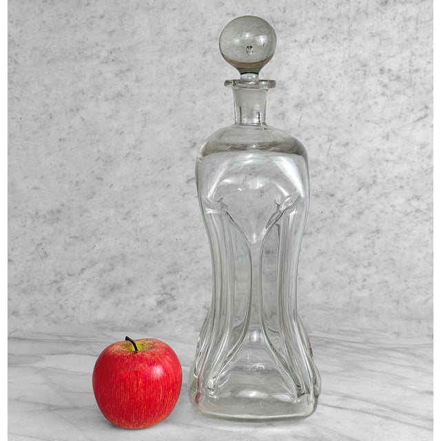 - Liquor Decanter Designed by Jacob Bang for Holmegaard (Denmark) - Attractive Ribbed Motif - Looks Great While Filled -...