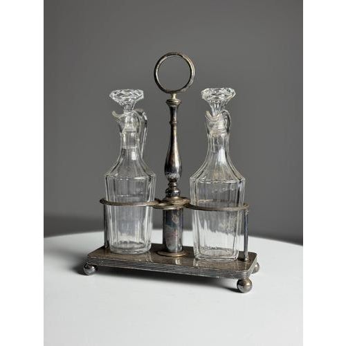 Oil and Vinegar Set in Silver-Plated Metal, Set of 3 For Sale - Image 14 of 15