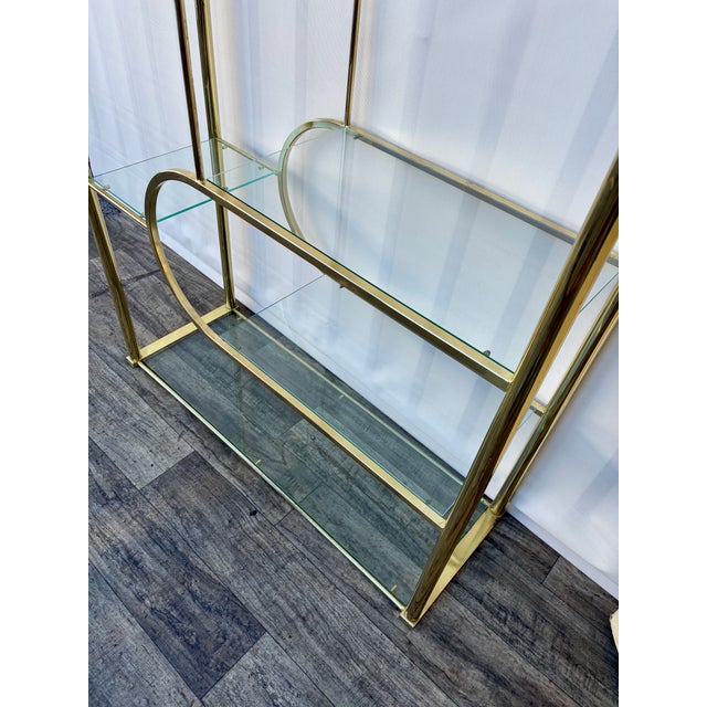 Mid Century Modern Hollywood Regency Brass Etagere in the Milo Baughman Manner. Circa 1970s For Sale - Image 12 of 18