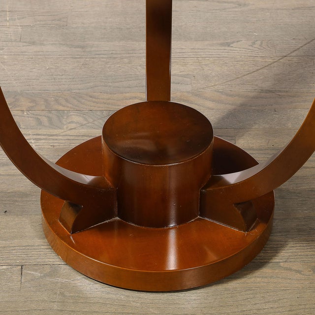 Mid 20th Century Mid 20th Century Art Deco Inset Glass Top Gueridon Table in Hand-Rubbed Walnut W/ Inlayed Details For Sale - Image 5 of 9