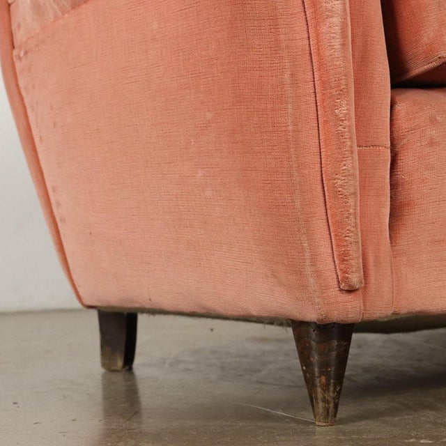 Beige Vintage 3-Seater Velvet Sofa, Italy, 1950s For Sale - Image 8 of 11