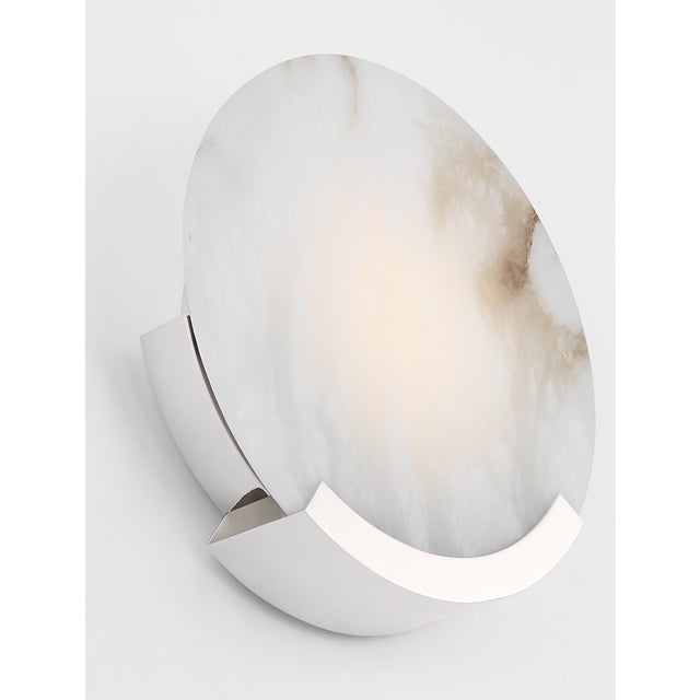 Modern Kelly Wearstler for Visual Comfort Signature Melange 13" Sconce in Polished Nickel with Alabaster For Sale - Image 3 of 6