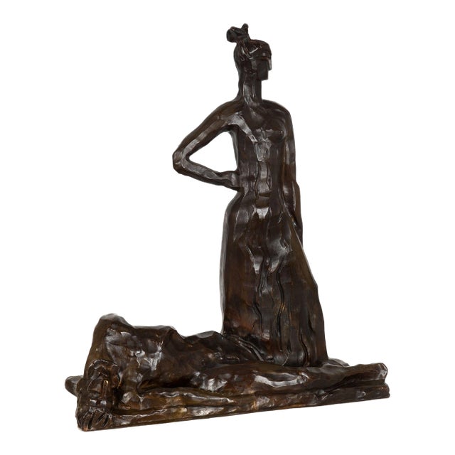Art Deco Modernism Bronze Sculpture “Amazon and the Hero” by Sava Botzaris For Sale