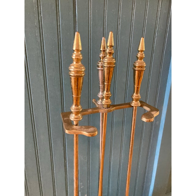 Mid-Century Modern Vintage Brass Fireplace Set, 4 Pieces For Sale - Image 3 of 7