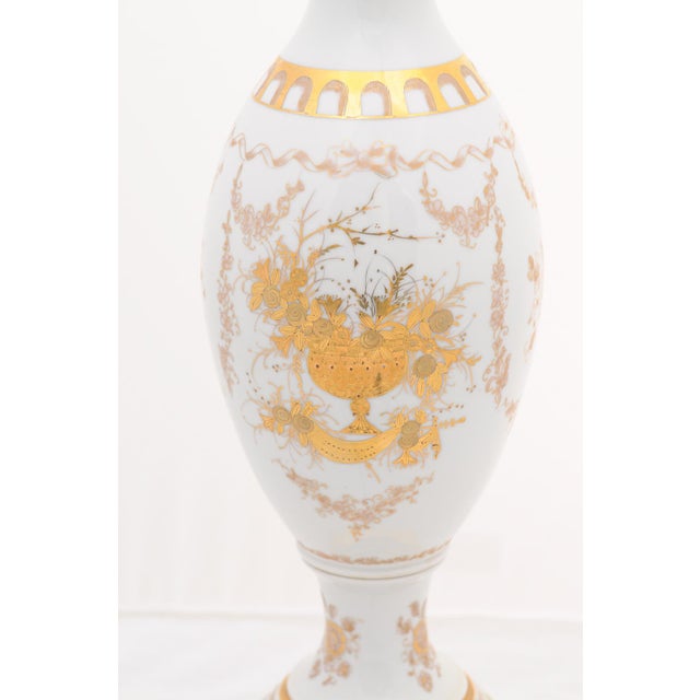 Pair of Gilt Porcelain Regency Lamps by Marbro Lamp Co. - 1950s For Sale - Image 10 of 11