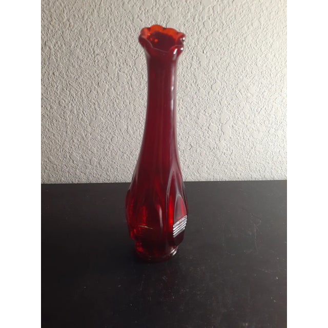 Fenton Art Glass Company 1970s Fenton Ruby Red Swung Vase For Sale - Image 4 of 7