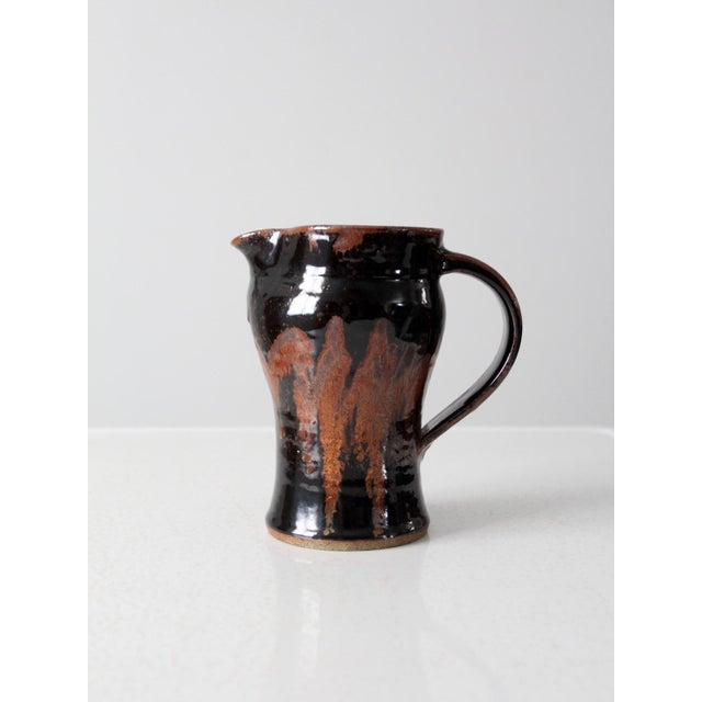 Vintage Rustic Studio Pottery Pitcher For Sale - Image 16 of 18