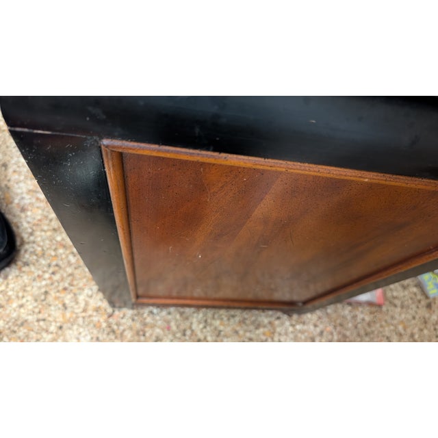 Century Furniture Vintage Century "Chin Hua" Nightstand - Burl Wood & Black Lacquer For Sale - Image 4 of 9