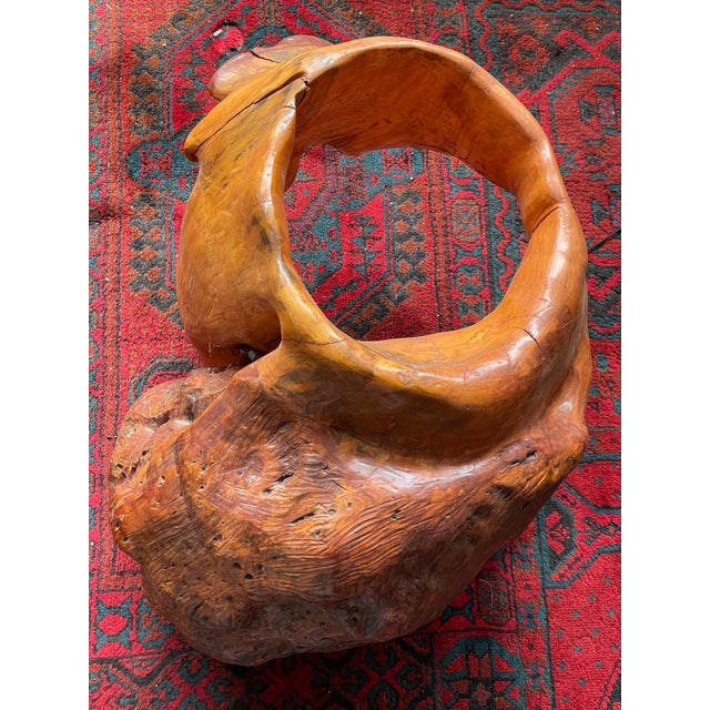 Wood Abstract Free Form Burled Wood Sculpture Plant Stand Modern For Sale - Image 7 of 12