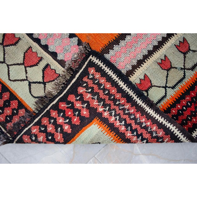 Authentic Turkish Kilim, Vintage Orange Hallway Runner, Tribal Rug, Handwoven Wool Tapestry, Mid Century Modern Floor Decor - 5′3″ X 11′5″ For Sale - Image 14 of 14