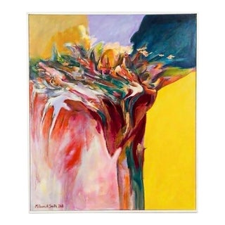 Large Vintage Abstract Painting on Canvas For Sale