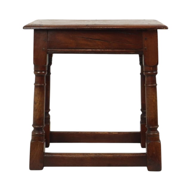 Wood Antique Oak English Joint Stool For Sale - Image 7 of 18