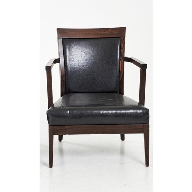 Armchairs in Dark-Stained Beech and Black Leather from Ton, 2000s, Set of 2, in Good conditions. Designed from 2000