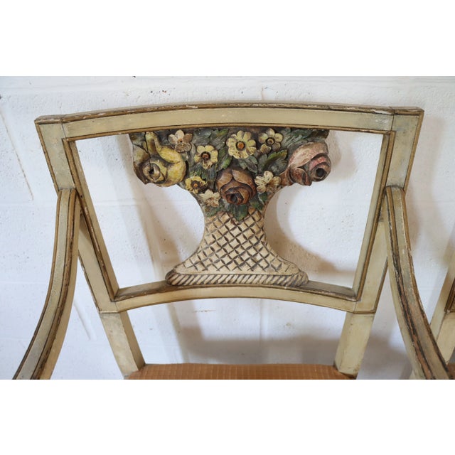 Wood Italian Flower Basket Chairs/Pair For Sale - Image 7 of 12