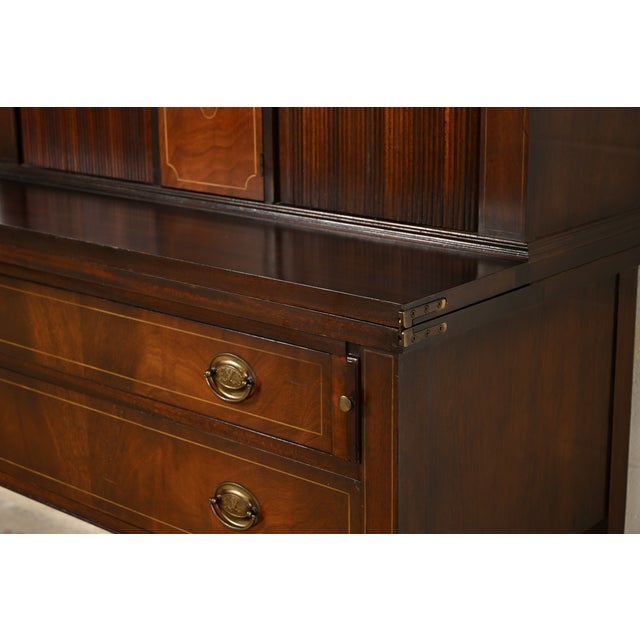 Imperial Furniture Federal Inlaid Mahogany Secretary Desk With Bookcase Hutch, Circa 1940s For Sale - Image 9 of 17