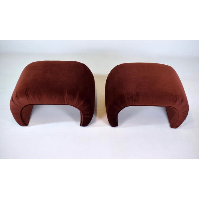 Auburn Directional Waterfall Ottoman Set, Auburn Velvet, Art Deco, Usa, 1980s For Sale - Image 8 of 10
