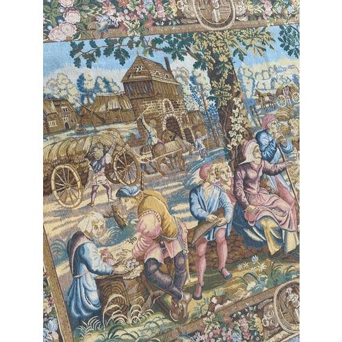 Vintage French Jacquard Harvester Payroll Tapestry in the style of Aubusson, 1970s For Sale - Image 17 of 18