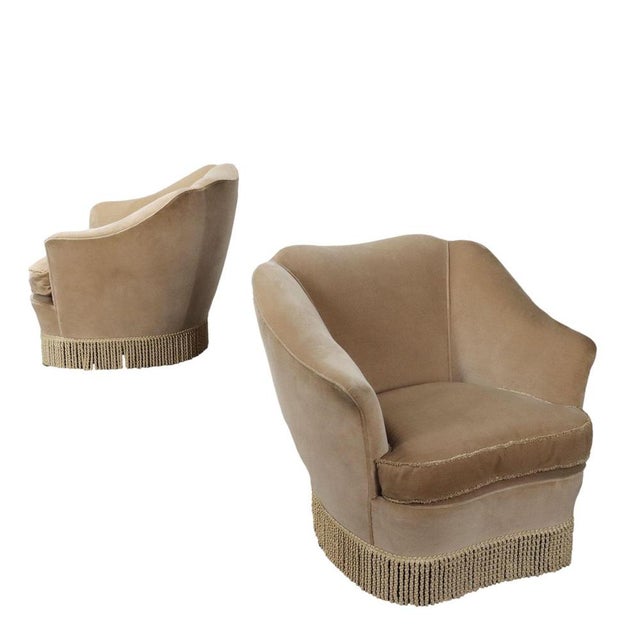 Set of Set of Vintage Armchairs in Foam and Velvet, 1950s For Sale - Image 10 of 10