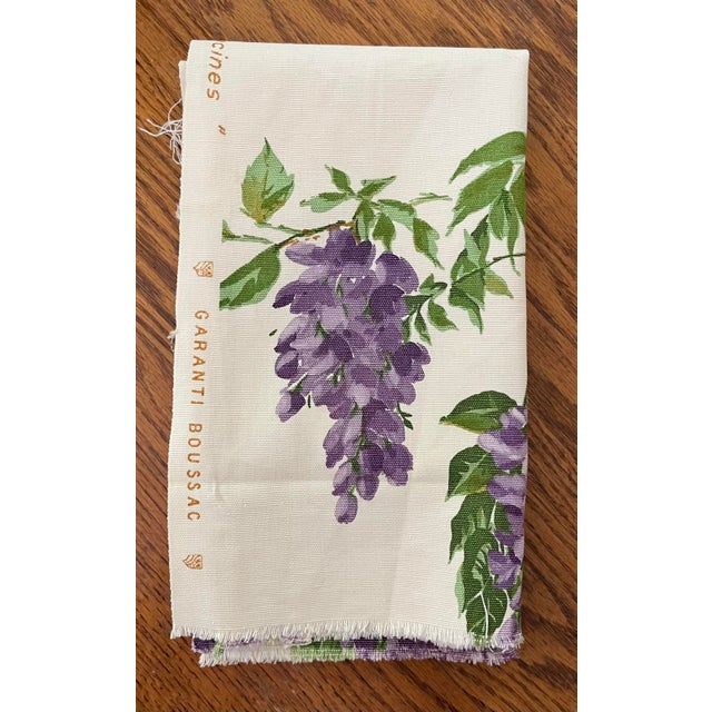 Purple Vintage French Floral Patterned Fabric Piece - "Les Glycines" - "The Wisteria" Print on Cotton by Romanex - 25"wide X 45"long For Sale - Image 8 of 10