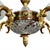 Copper Vintage Empire Victorian French 5-Arm Brass Lion Head Chandelier with Etched Globes and Crystal Glass, 1950s For Sale - Image 8 of 17